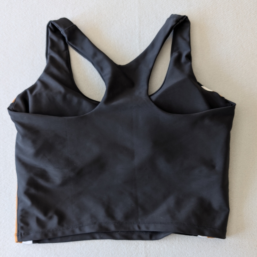 Sage Collective Black Colorblock Side Stripe Racerback Sports Bra Crop Top Sz L - Picture 2 of 9